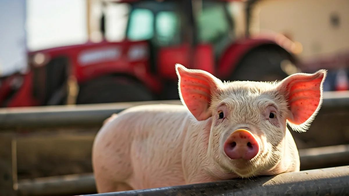 Imagen genérica de un cerdo en una granja moderna, simbolizando la ganadería porcina.