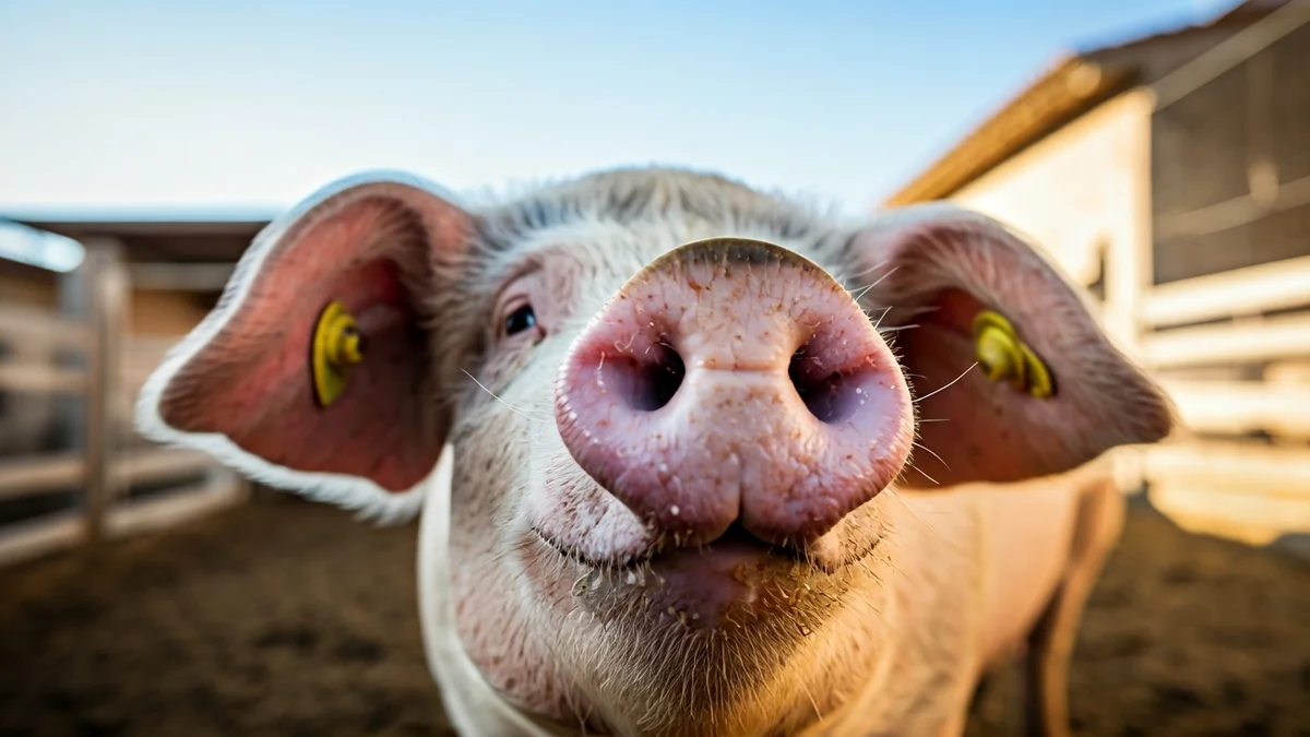 Imagen genérica de un cerdo en una granja moderna, simbolizando la producción ganadera.