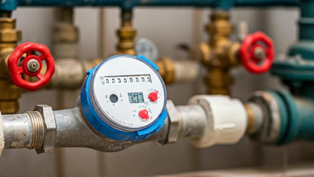 Imagen genérica de un contador de agua inteligente con pantalla digital.