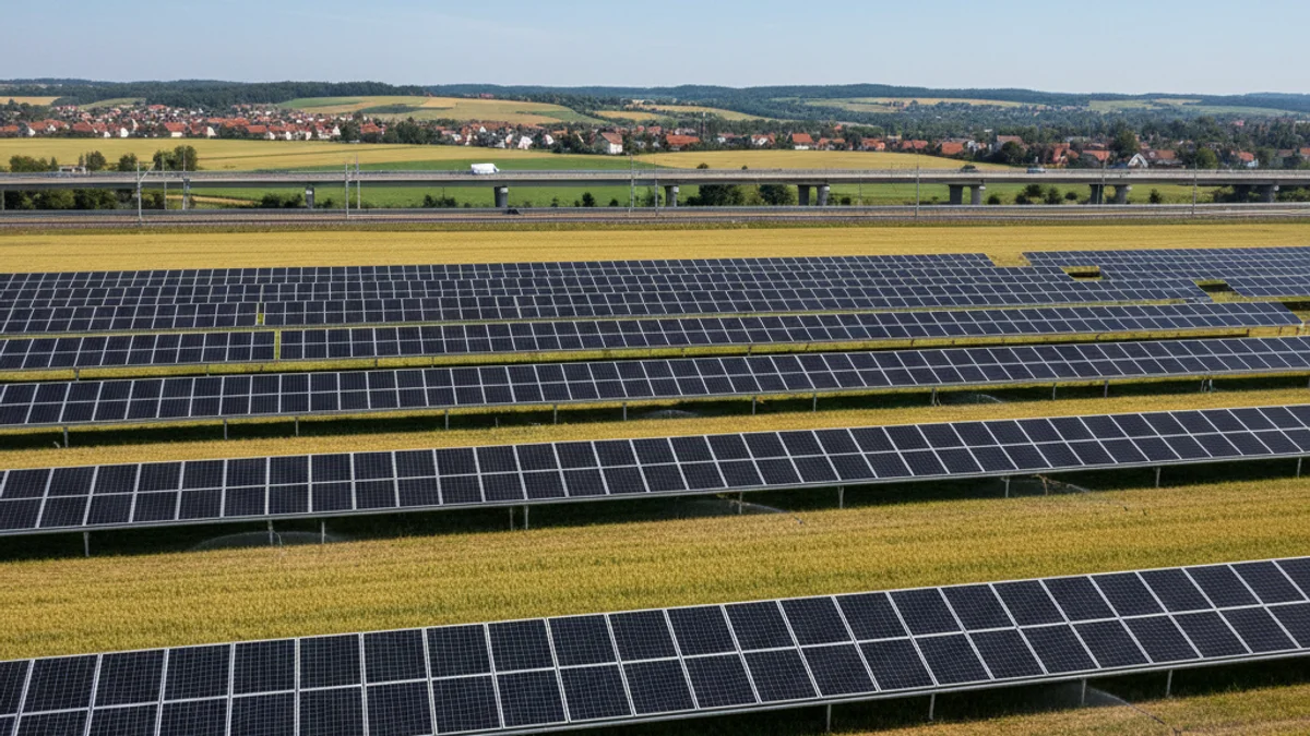Imagen genérica de un parque de placas solares instalado en un terreno agrícola.