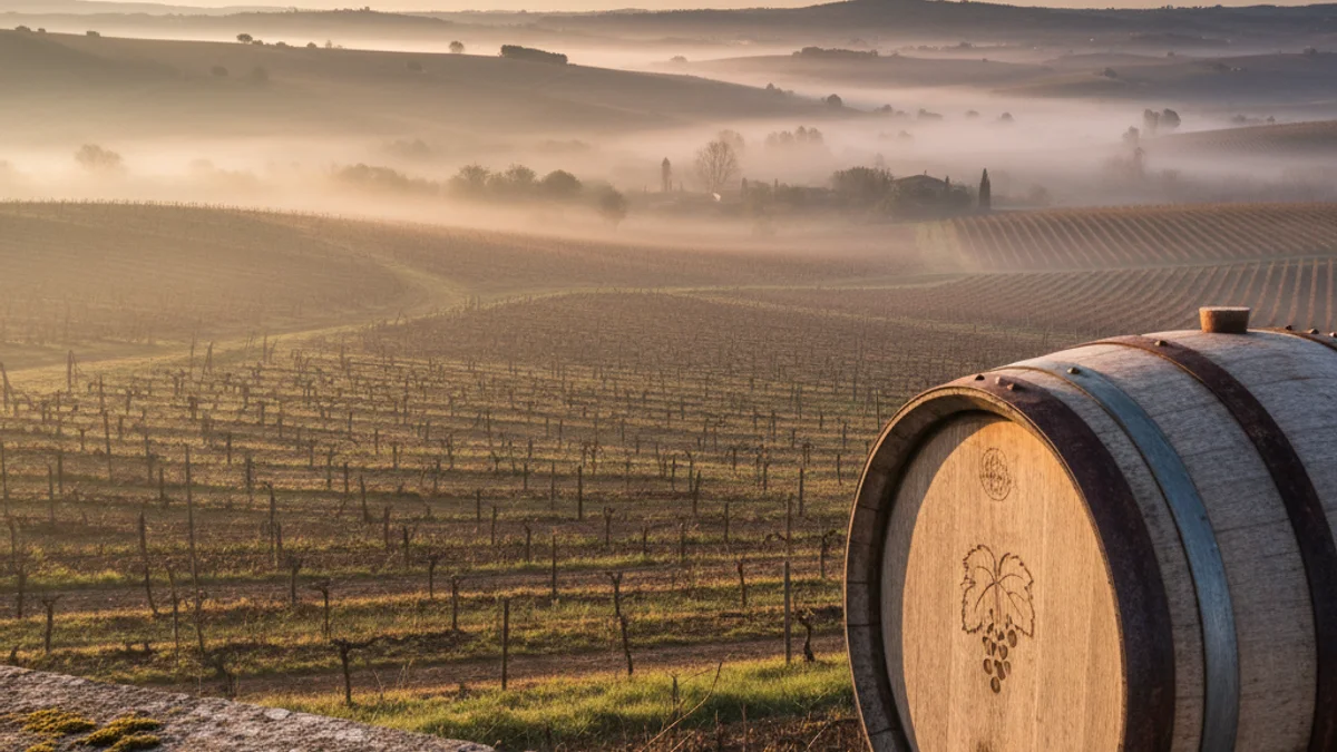 Imagen genérica de unos viñedos en el Penedès durante el amanecer.