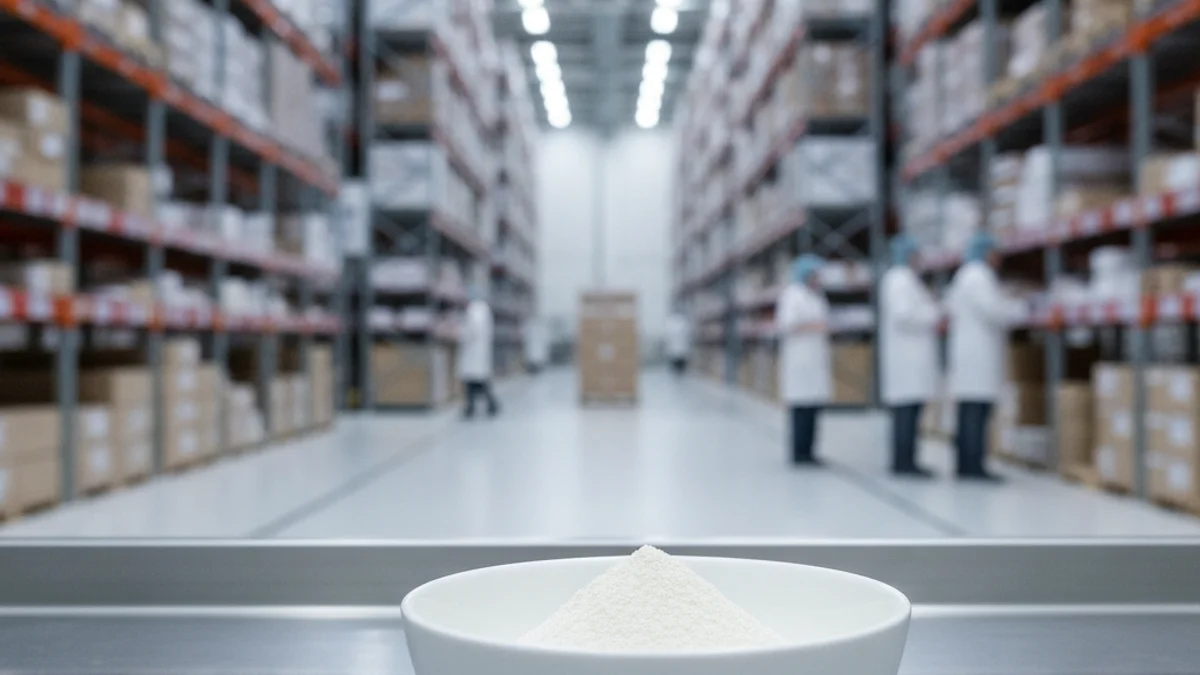 Imagen genérica de una sala blanca de laboratorio donde se procesa polvo de proteína nutricional.