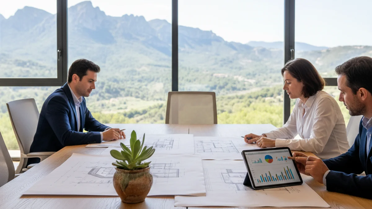 Imagen genérica de una oficina con vistas a la montaña que simboliza el emprendimiento sostenible.