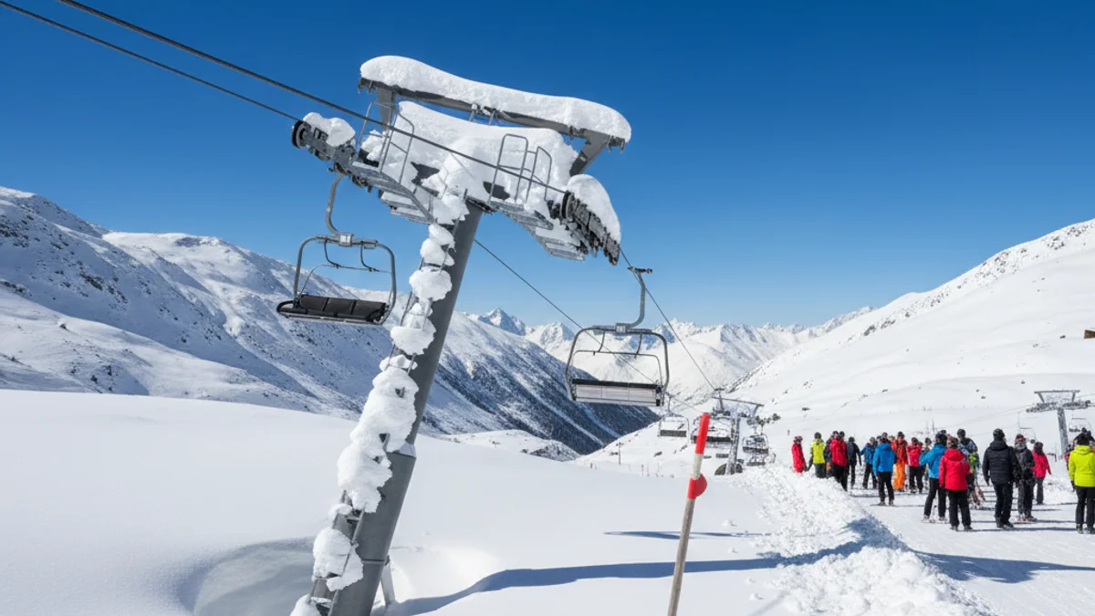 Imagen genérica de una estación de esquí con grandes espesores de nieve acumulada bajo un cielo despejado.