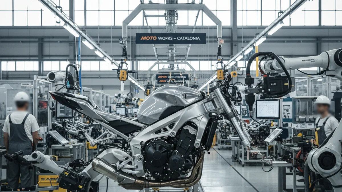 Imagen genérica de la línea de producción de una fábrica de motocicletas.