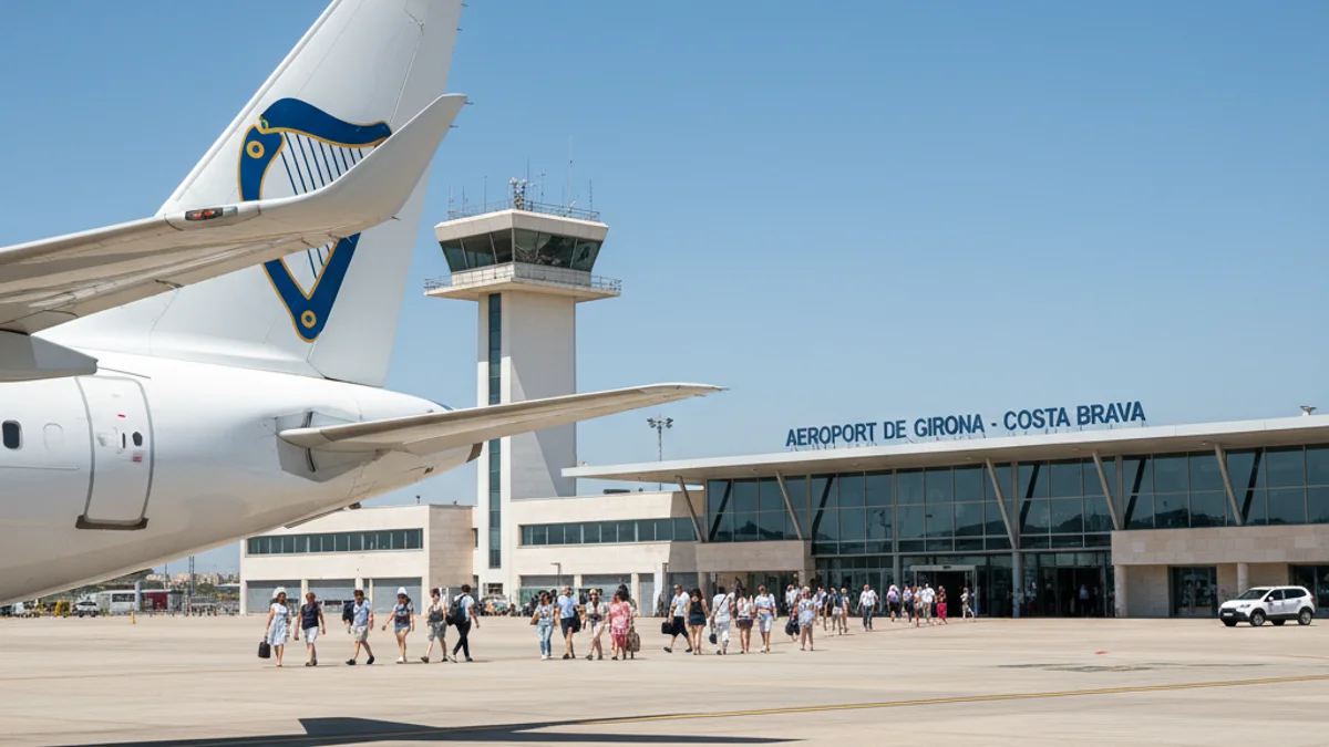 Imagen genérica de un avión de pasajeros estacionado en la pista de un aeropuerto regional durante el verano.