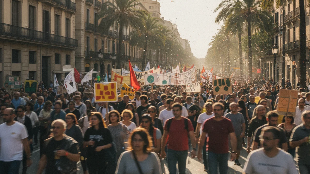 Imagen genérica de una manifestación de trabajadores por el centro de una ciudad.