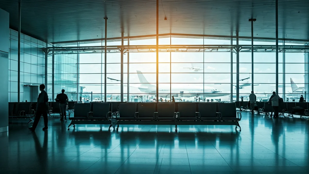 Imagen genérica de un aeropuerto con aviones en el exterior