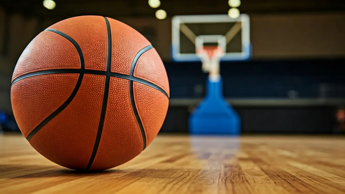 Generic image of a basketball on a court.