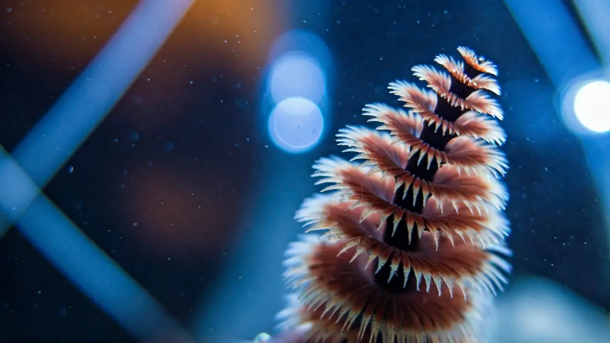 Imagen de un poliqueto en un vivero experimental