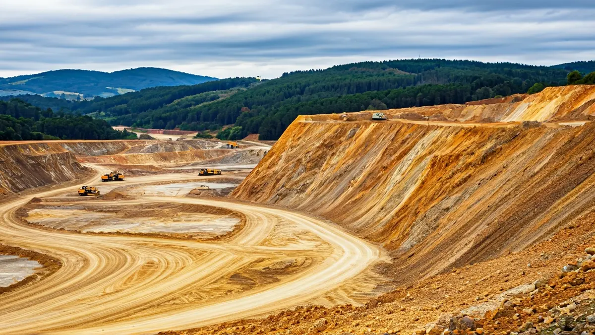 Imagen de la mina de caolín de Coéns en Laxe.