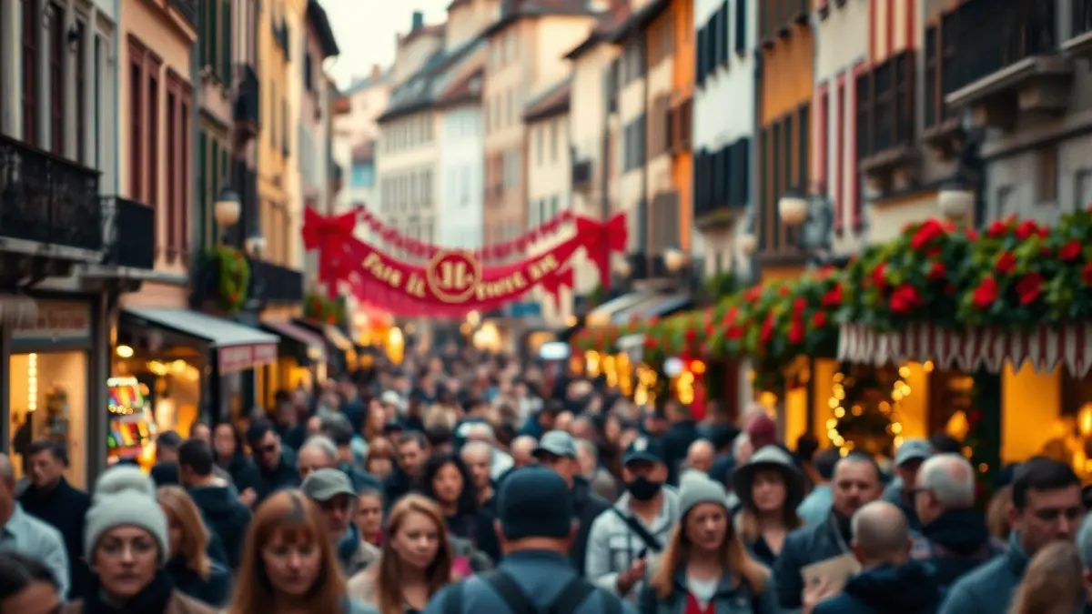 Imaxe xenérica dunha celebración festiva nunha cidade histórica.