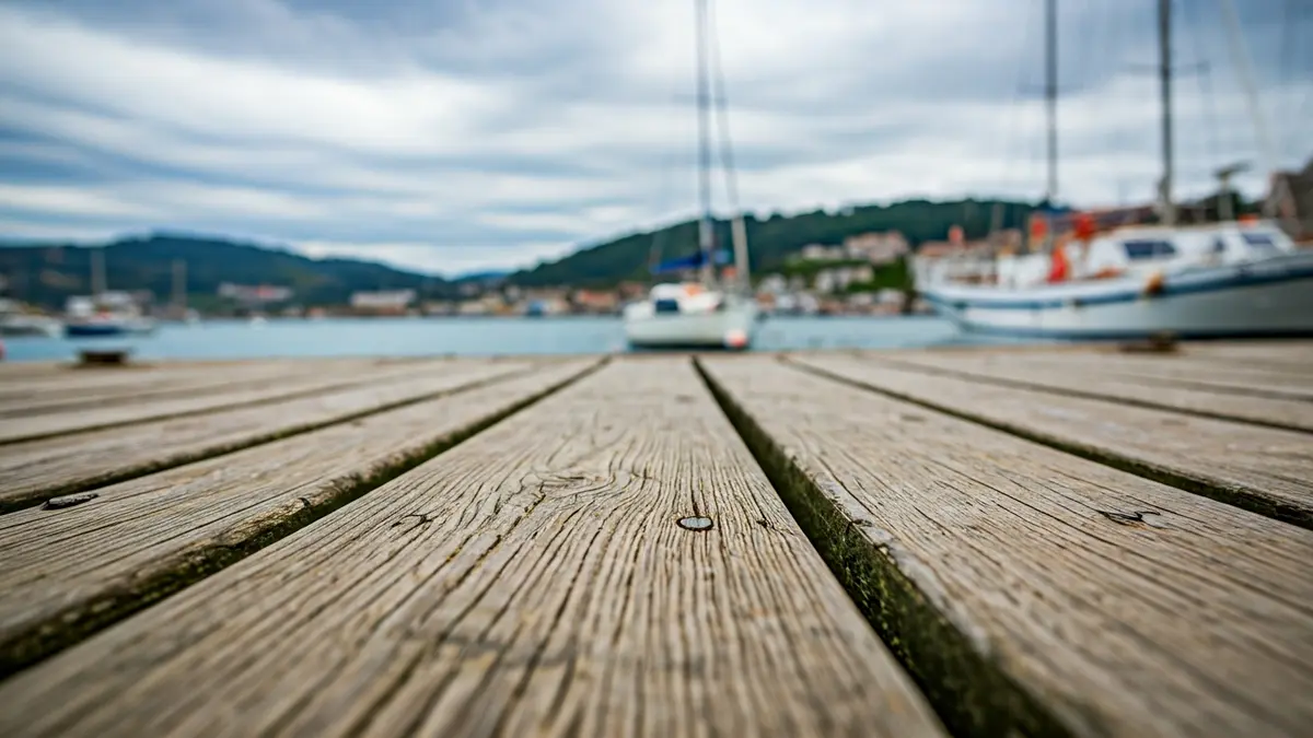 Imagen genérica de pavimento de madera en un puerto