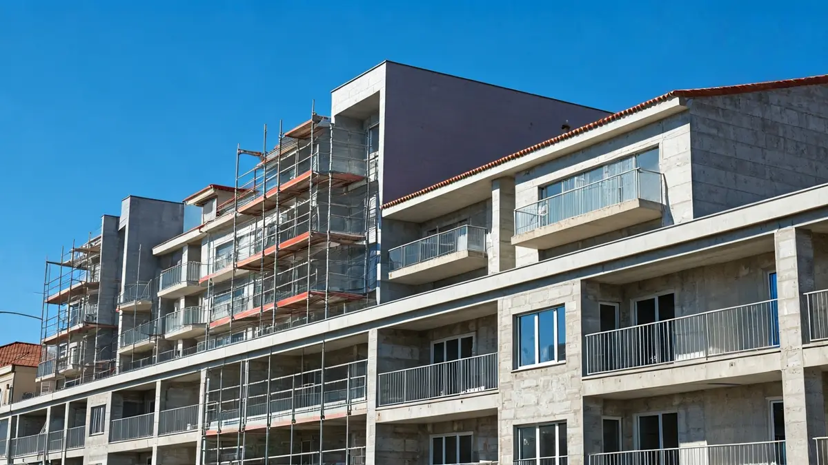 Imagen de un edificio de viviendas en construcción.