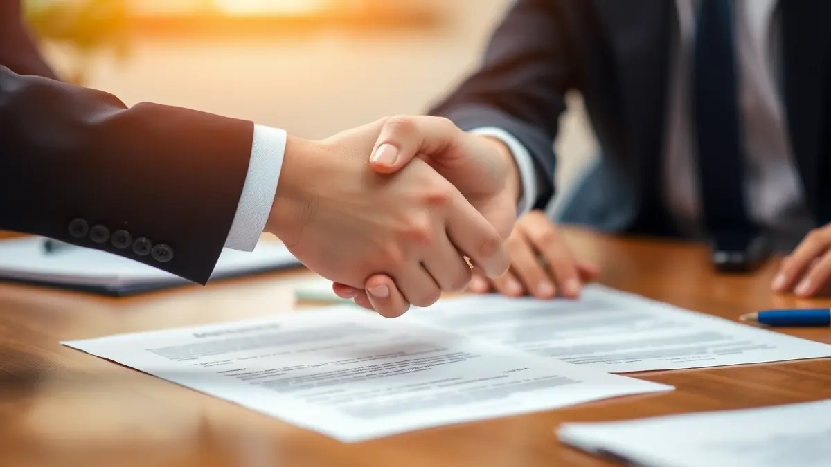 Imagen genérica de manos estrechándose sobre una mesa, simbolizando un acuerdo comercial.