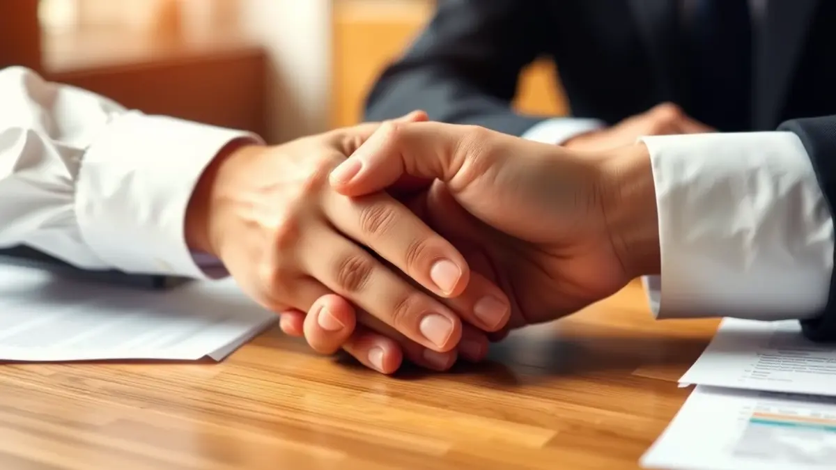 Imagen genérica de dos manos estrechándose sobre una mesa, simbolizando un acuerdo empresarial.