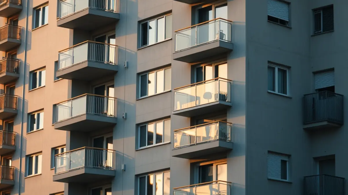 Generic image of a modern apartment building facade in a Mediterranean city.