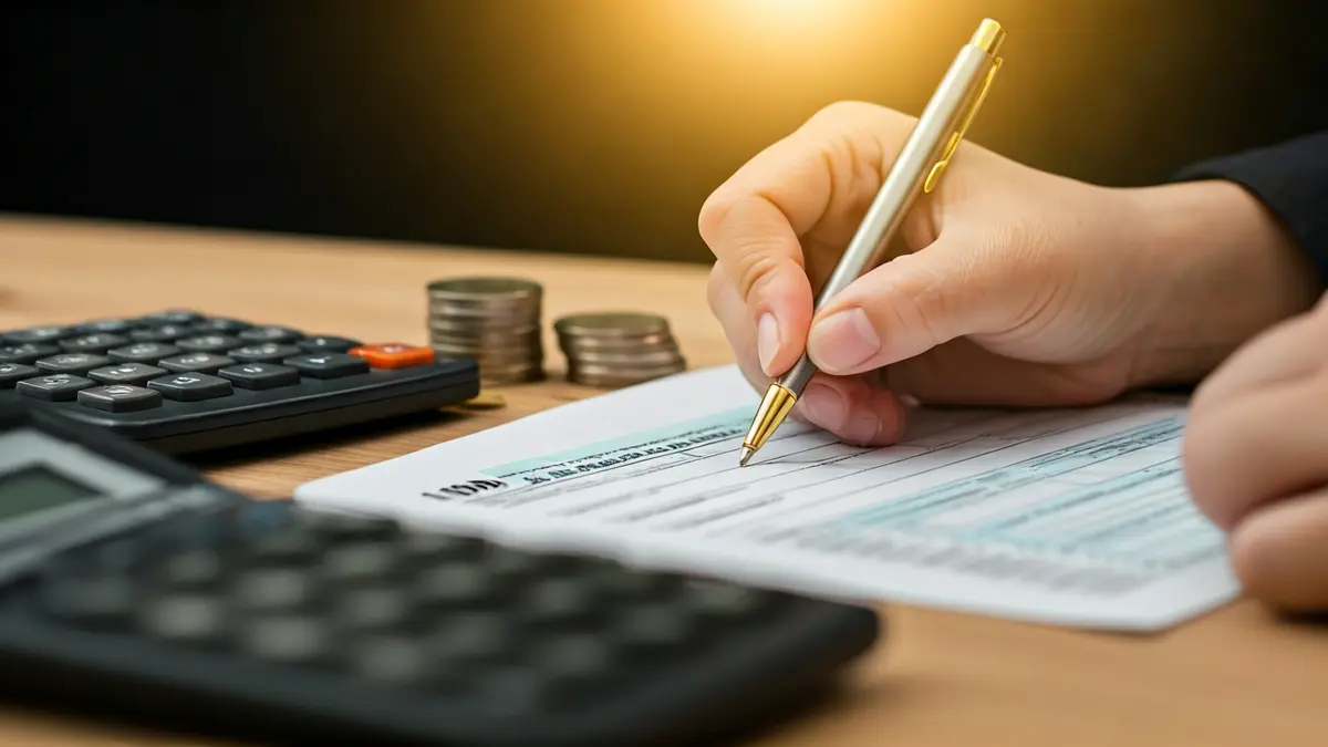 Generic image of a person filling out a tax form.