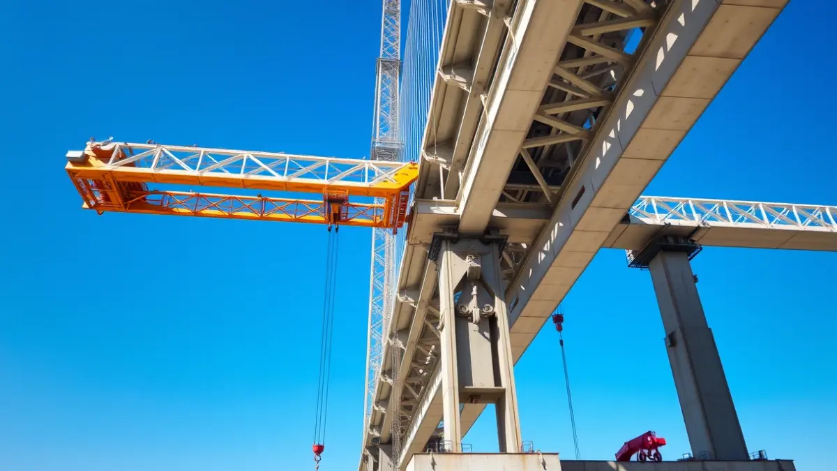 Image of high-speed viaduct construction with steel structure.