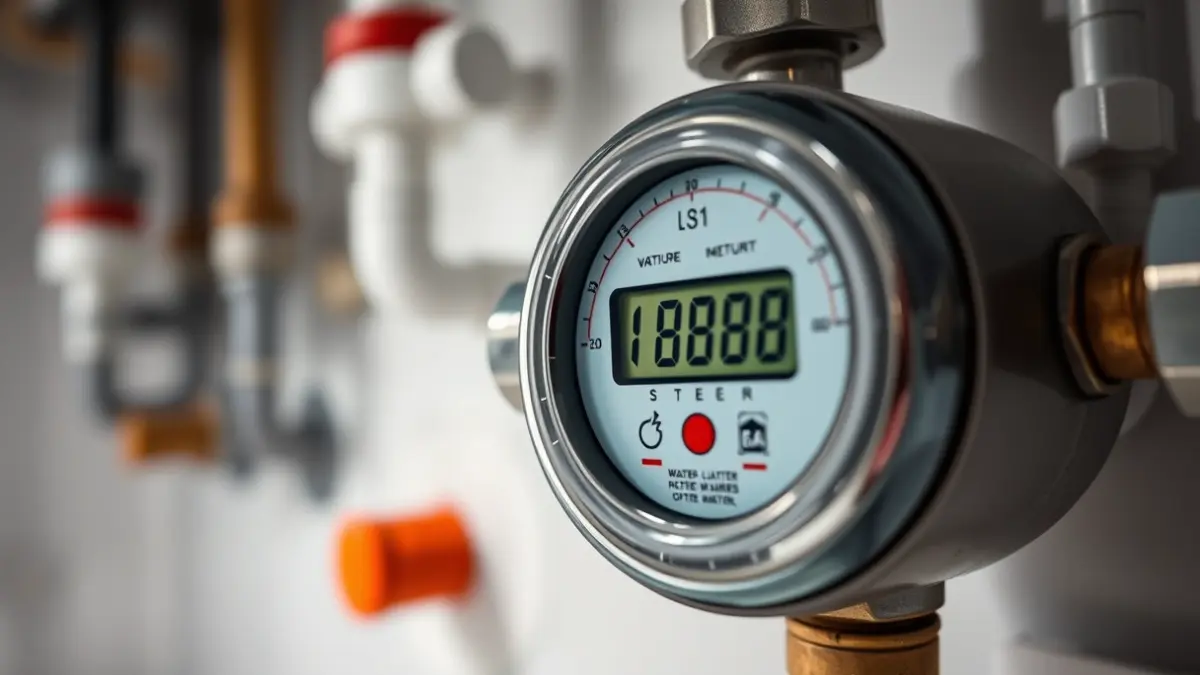 Imagen genérica de un contador de agua digital, con números en la pantalla.