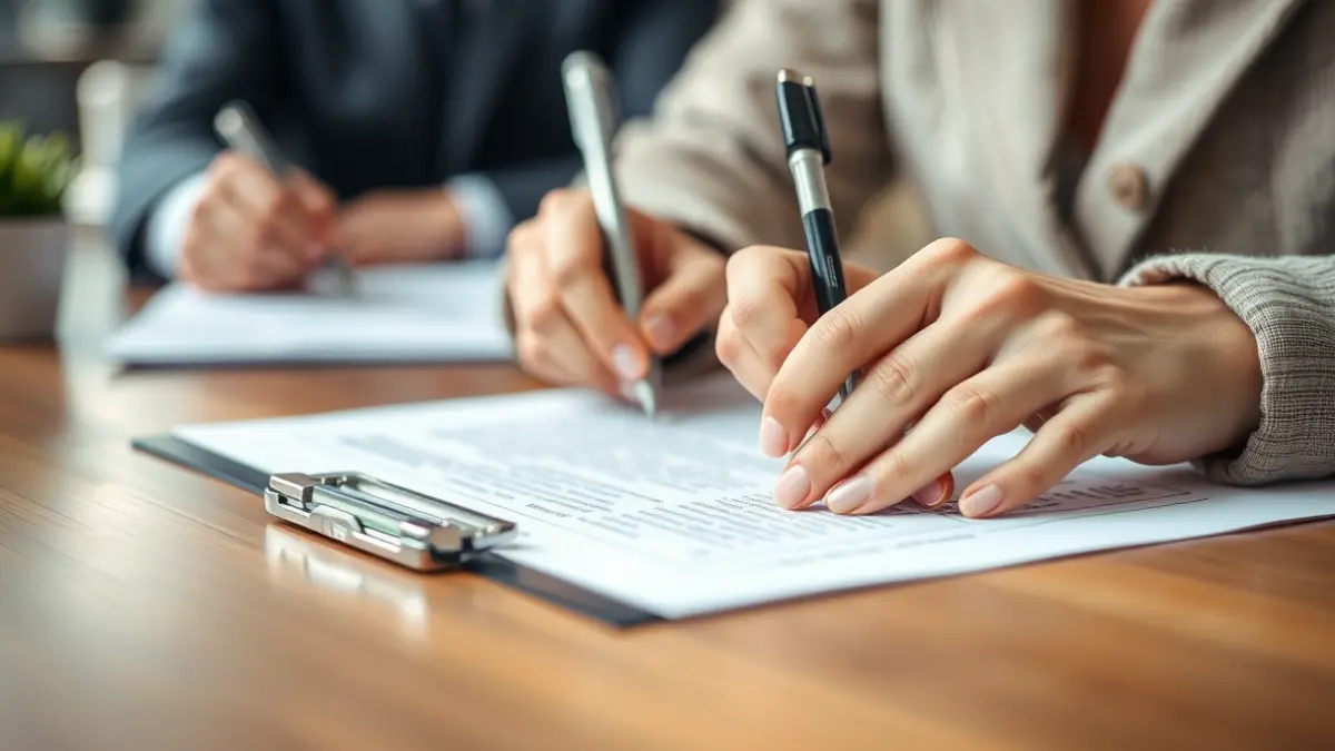 Imagen genérica de unas manos firmando un documento, simbolizando el empleo y los trámites oficiales.