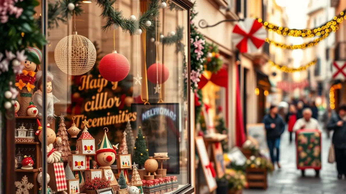 Image of a creatively decorated shop window on a street in Benissa.