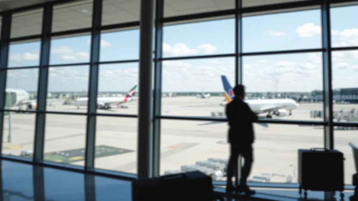 Generic image of Bilbao airport, showing a modern passenger terminal.