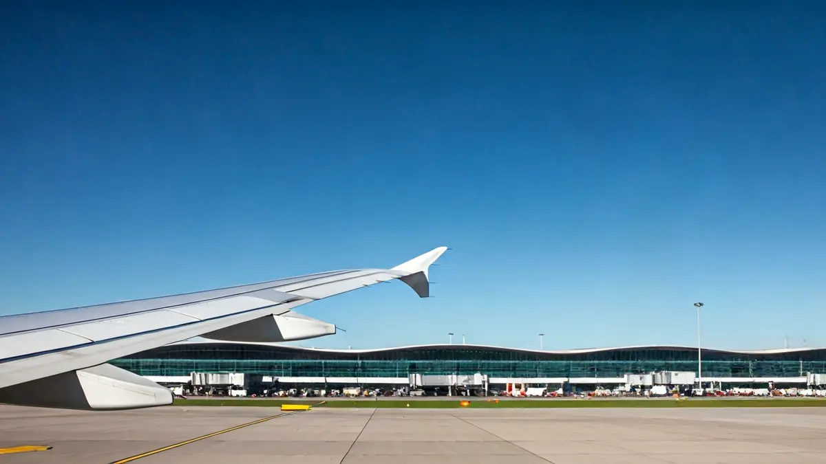 Imagen genérica de un ala de avión en vuelo, con el cielo azul de fondo.