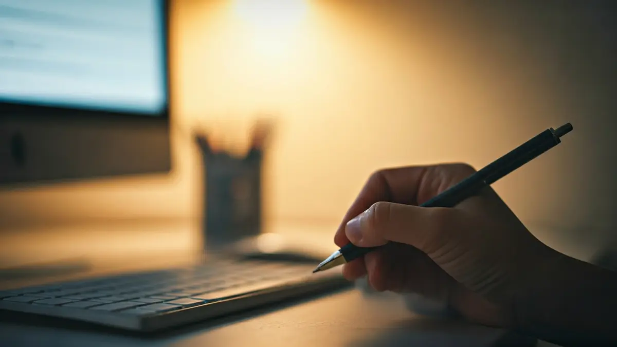 Imagen genérica de una persona preparando declaraciones de impuestos con una pantalla de ordenador.