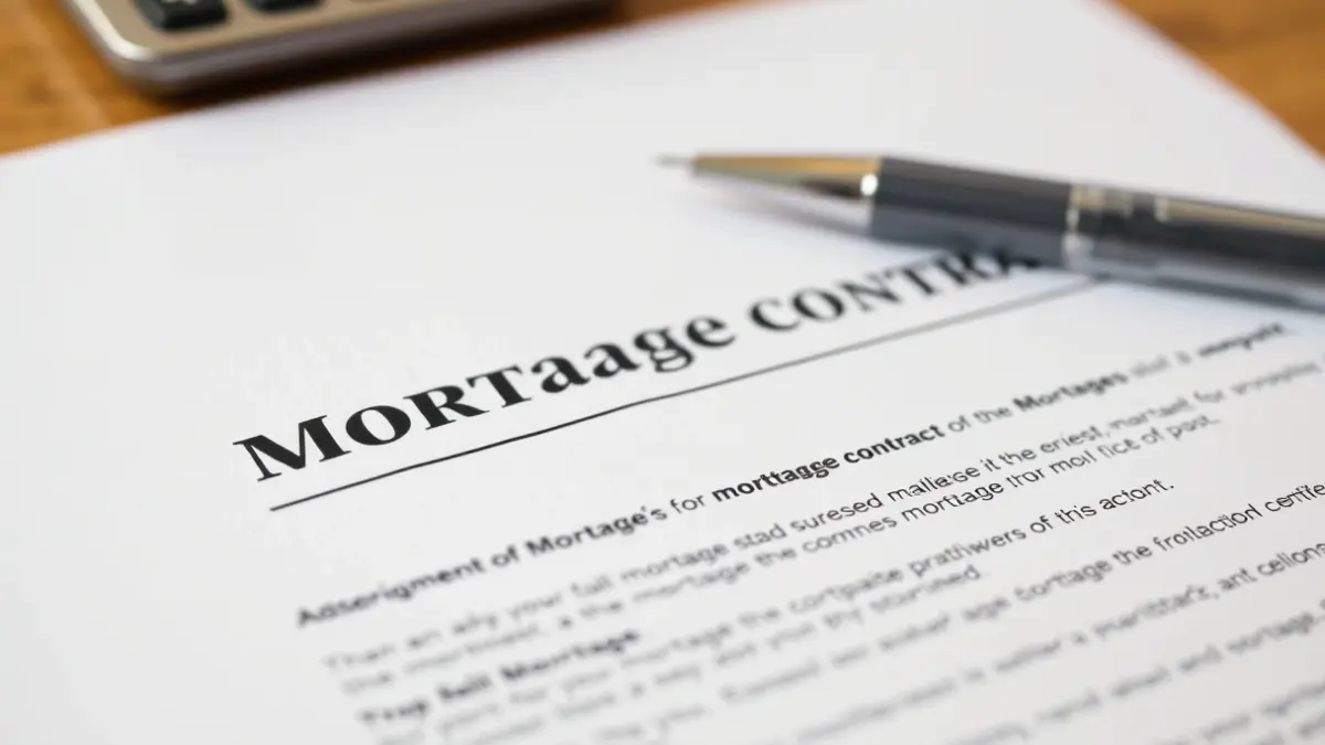Generic image of a mortgage contract with a pen and a calculator.
