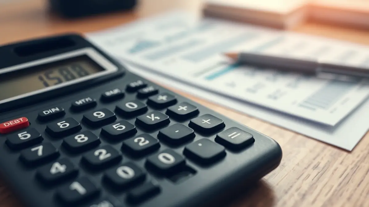 Imagen genérica de una calculadora sobre un escritorio con documentos financieros, simbolizando la gestión de deudas.