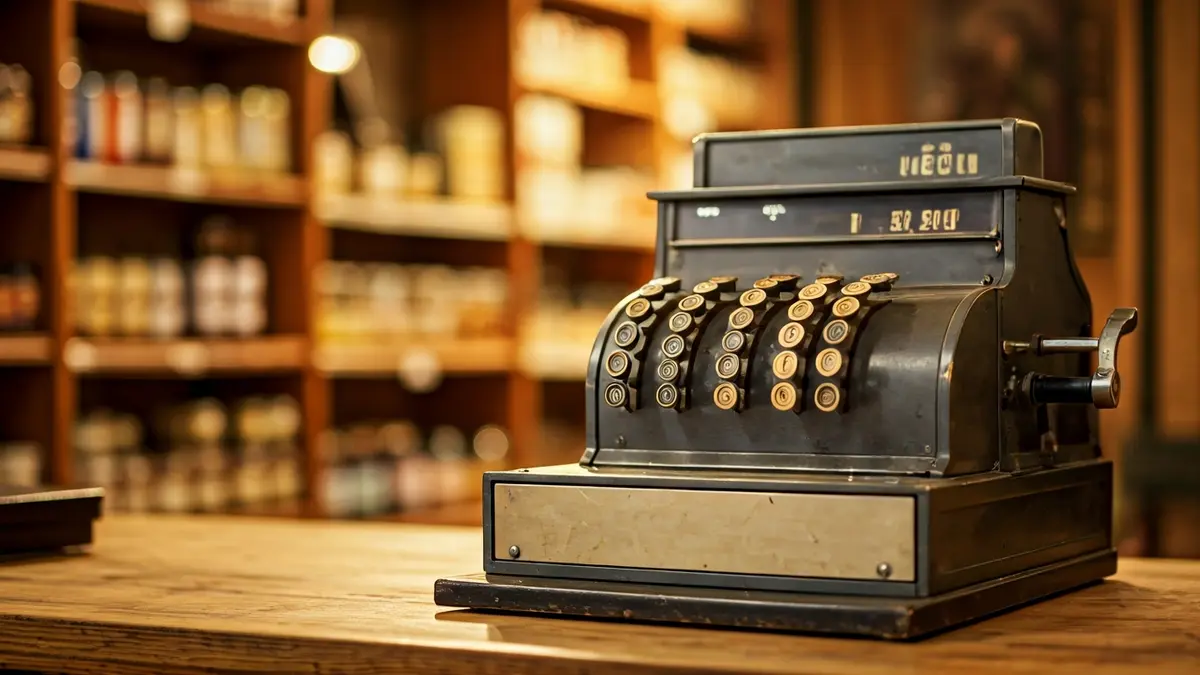Generic image of an old cash register in a traditional shop.