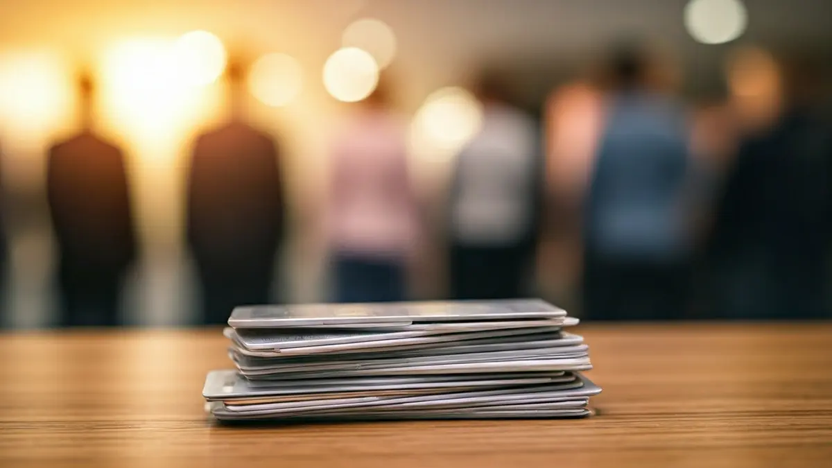 Imagen genérica de tarjetas de identificación profesional apiladas, simbolizando el empleo en diversos sectores.