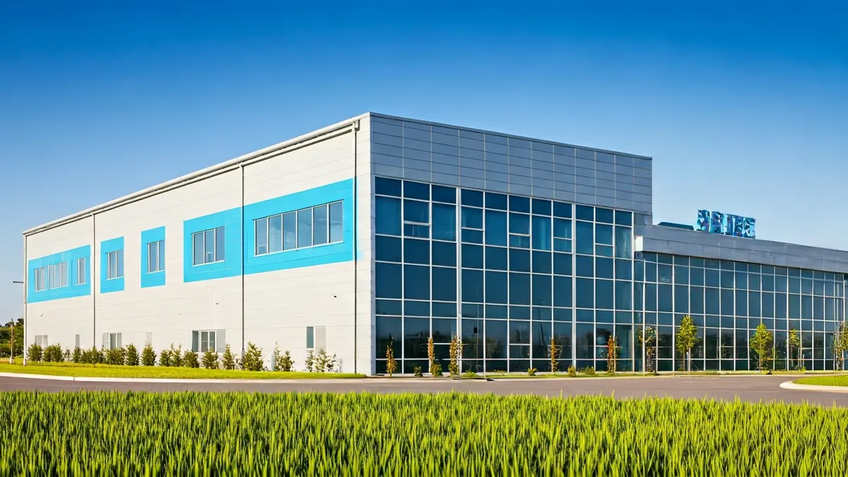 Imagen de una planta industrial moderna de Danone en Tres Cantos.