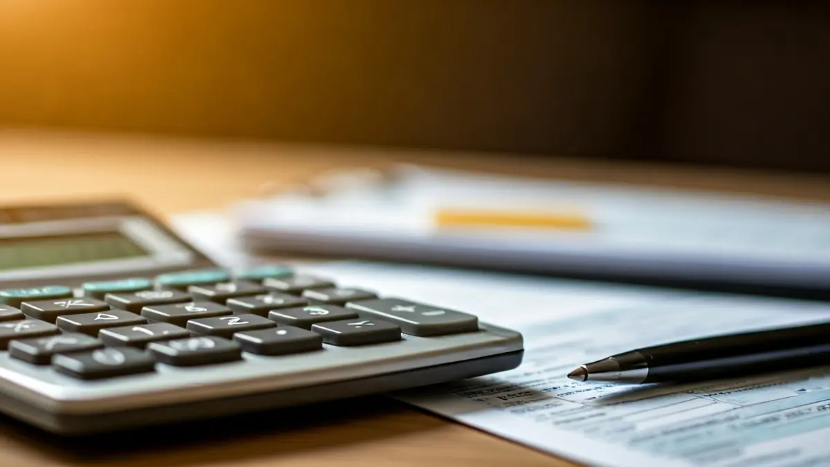 Imagen genérica de una calculadora y documentos fiscales, simbolizando la declaración de la renta.