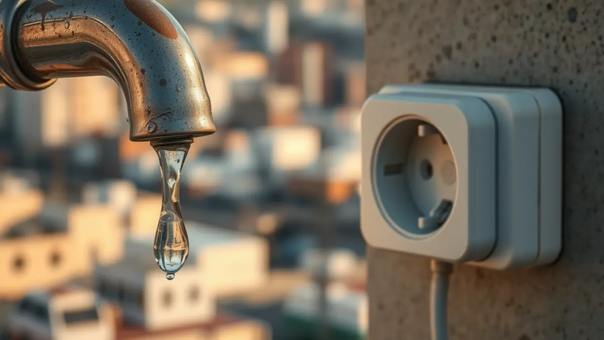 Imagen que simboliza la escasez de recursos hídricos y energéticos en un entorno industrial.