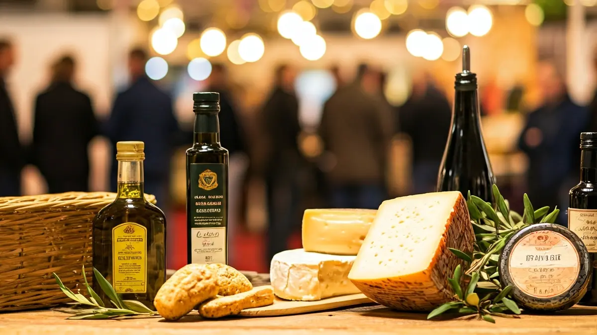 Imagen genérica de productos agroalimentarios de alta calidad en una feria.