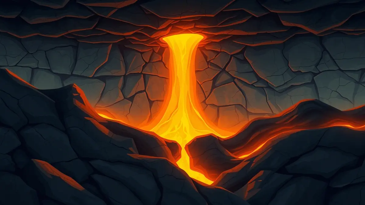 Generic image of magma ascending through rock layers