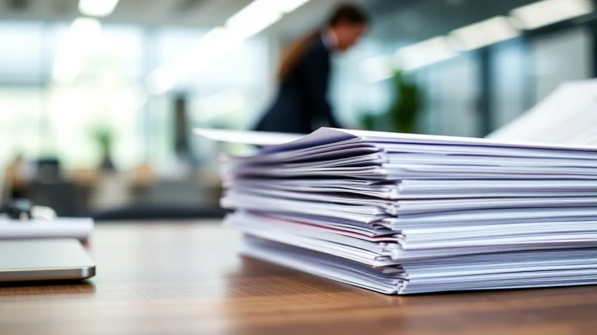 Imagen genérica de documentos de empresa sobre una mesa, simbolizando un proceso de reestructuración.