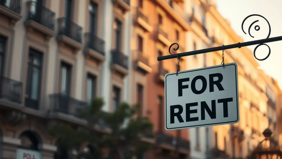 Imagen genérica de un cartel de 'Se Alquila' en un entorno urbano.