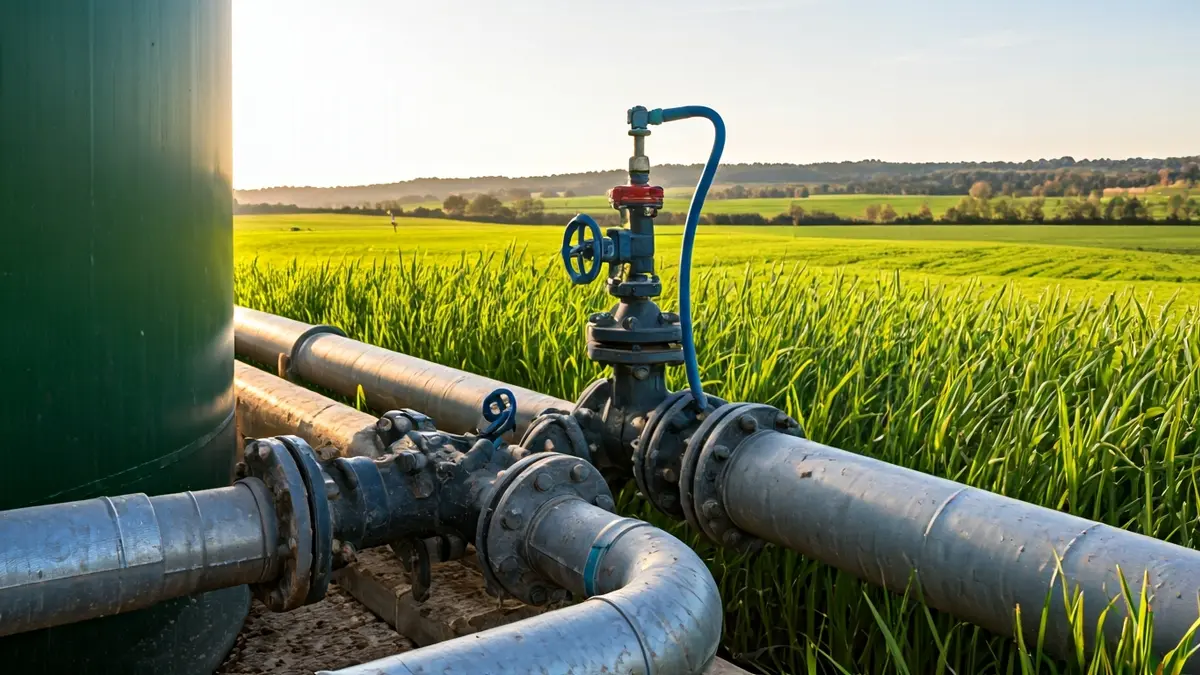 Generic image of a biogas plant in a rural setting.