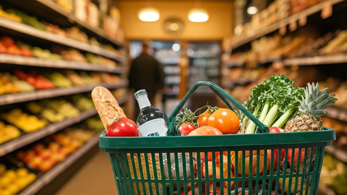 Generic image of a shopping basket in a local store.