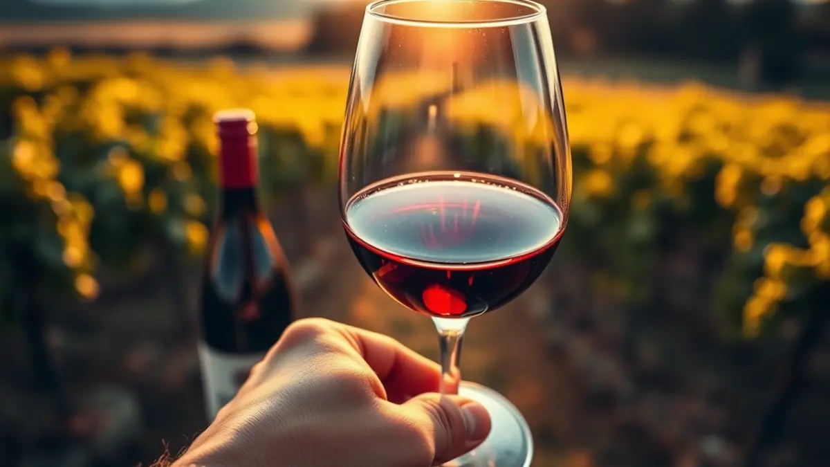 Generic image of a wine glass in a winery setting.