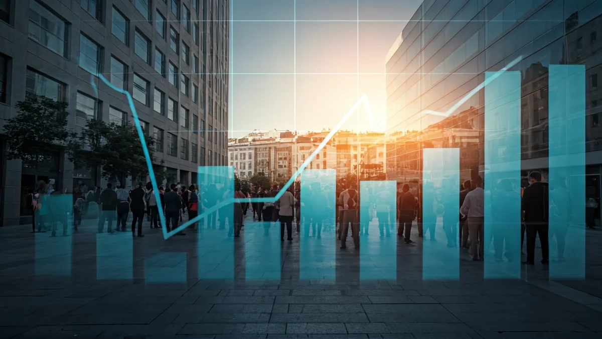 Imagen genérica de un gráfico de barras con tendencia a la baja, simbolizando la reducción del desempleo.