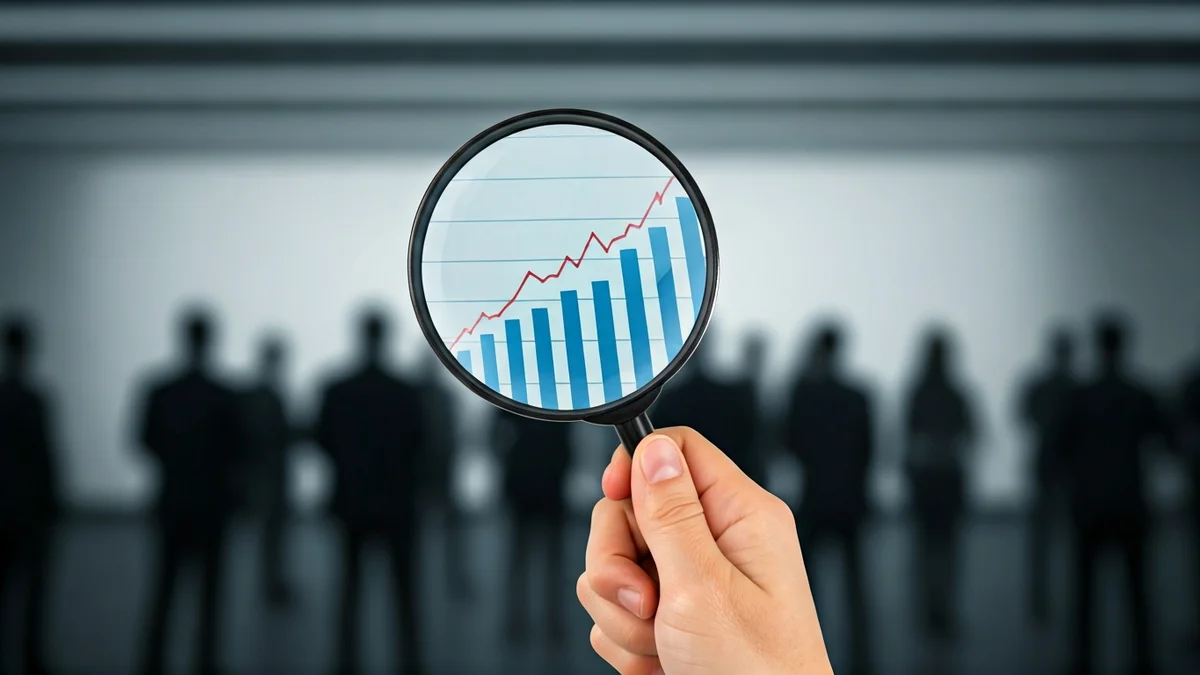 Imagen genérica de una mano con lupa analizando un gráfico económico.