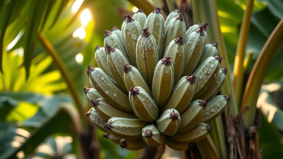 Plátanos en una plantación con ceniza volcánica.