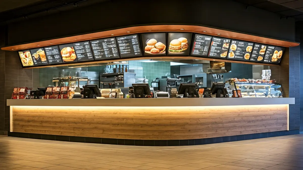 Generic image of a modern and clean fast-food restaurant.