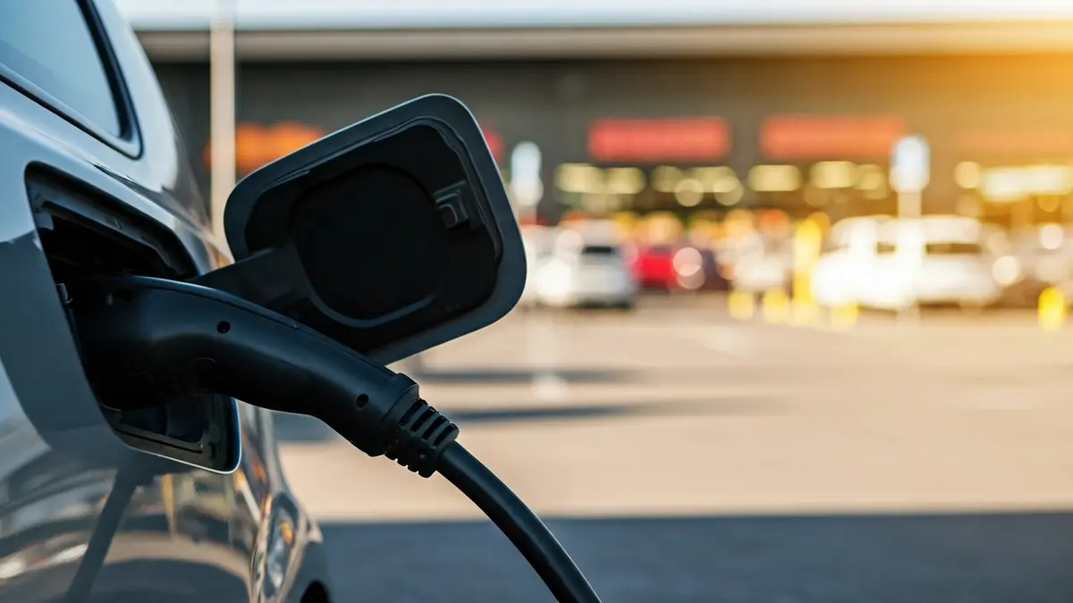 Generic image of an electric vehicle charging point at a supermarket.