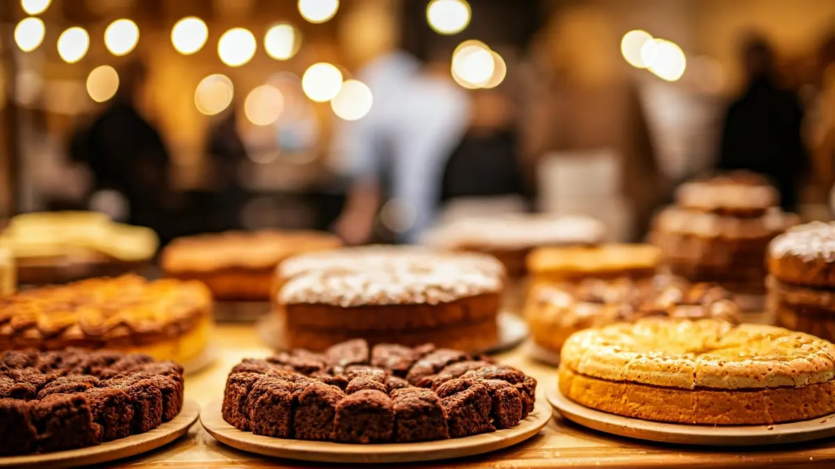 Generic image of a market stall with homemade cakes and tasting products.
