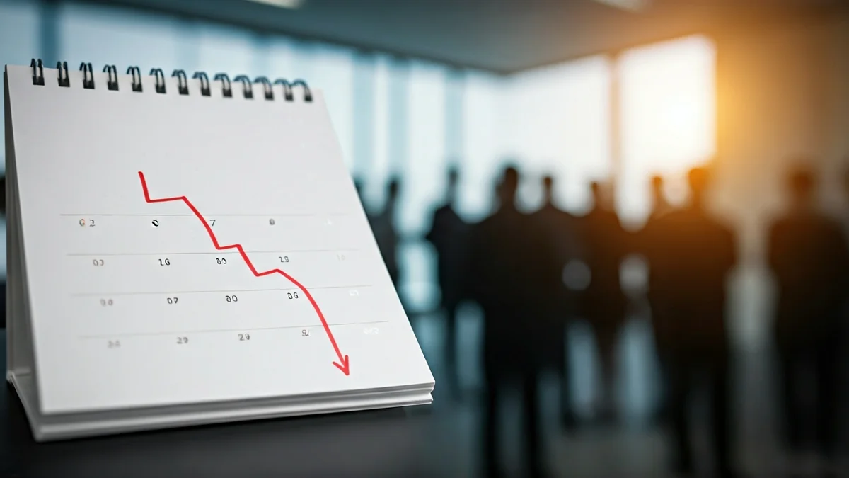 Generic image of a March calendar with a downward arrow, symbolizing unemployment decrease.